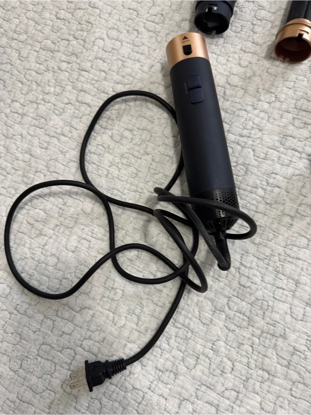 Black and Rose Gold Multi-Styler Hair Tool with Interchangeable Attachments